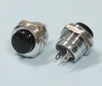 Tryckknapp stängande 1xAV-(PÅ) 3A 250V svart/krom