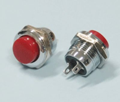 Tryckknapp stängande 1xOFF-(ON) 3A 250V röd/krom