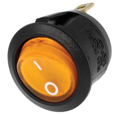 Vippströmbrytare med kontrollampa 1xON-OFF 10A 250Vac gul