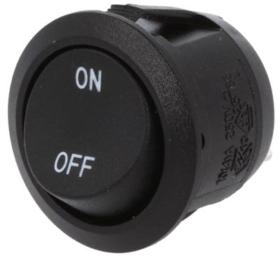 Vippströmbrytare 1xON-OFF 10A 250Vac svart