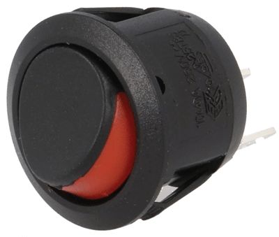 Vippströmbrytare 1xON-OFF 10A 250Vac svart/röd