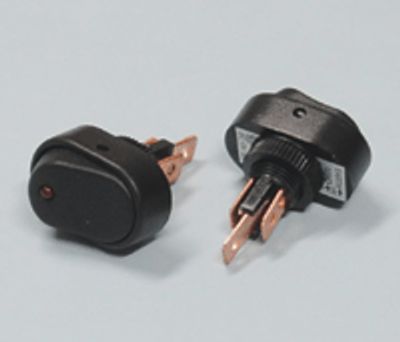 Vippströmbrytare med LED-indikator 30A 12Vdc 1xON-OFF svart/röd