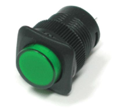 knapp med LED-indikator, 1xAV-(PÅ), 1A 250V, grön *