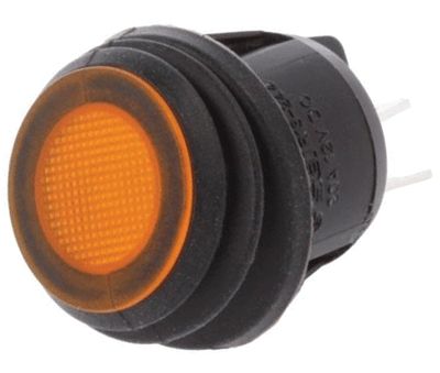 Vippströmbrytare med LED-indikator 2xON-OFF 20A 12Vdc IP65 gul