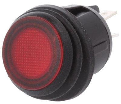 Vippströmbrytare med LED-indikator 2xON-OFF 20A 12Vdc IP65 röd