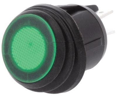 Vippströmbrytare med LED-indikator 2xON-OFF 20A 12Vdc IP65 grön