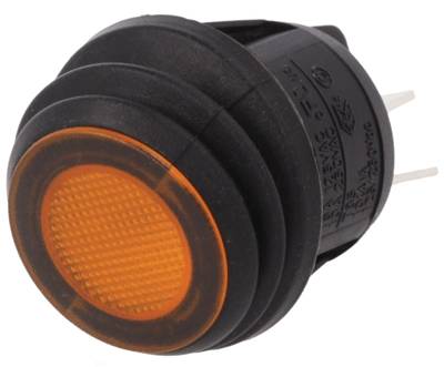 Vippströmbrytare med indikatorlampa 2xON-OFF 10A 250Vac IP65 gul