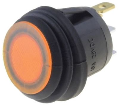 Vippströmbrytare med LED-indikator 1xON-OFF 10A 24Vdc IP65 gul