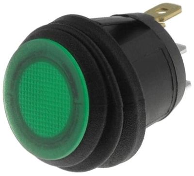 Vippströmbrytare med indikatorlampa 1xON-OFF 10A 250Vac IP65 grön