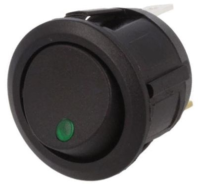 Vippströmbrytare med LED-indikator 1xON-OFF 20A 14Vdc grön