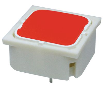 Knapp för kretskort 1xNO 0,1A 35V 19x19mm röd LED *