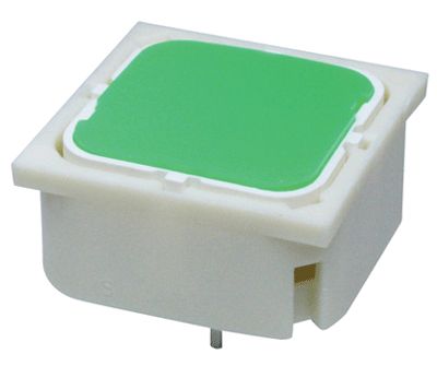 Tryckknapp för kretskort 1xNO 0,1A 35V 19x19mm grön LED *