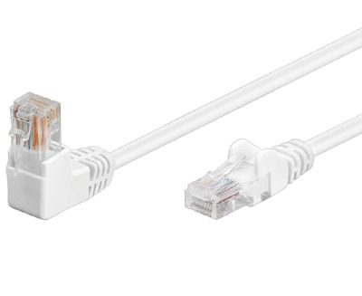 Cat5e-anslutningskabel vinklad/rak oskyddad U/UTP vit 0,5m