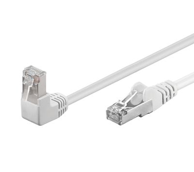Cat5e-anslutningskabel vinklad/rak skyddad F/UTP vit 0,5m