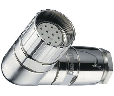 M23-seriens vinklade kontakt IP67 12-polig hona