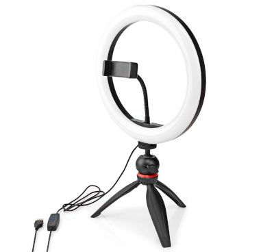 LED-ringlampa med stativ och telefonhållare USB 5Vdc