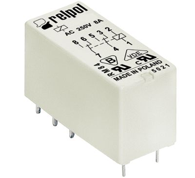 Kretskortrelä 2 växlande kontakter 48Vdc 8A