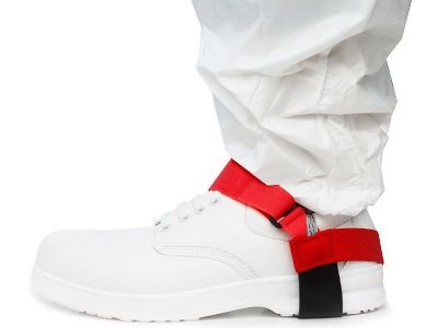 Jordningsrem för skor, kardborre, röd/svart *