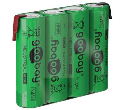 NiMh-batteripaket (Redo att använda) med lödöron 4,8V 2100mAh 4xAA/R6
