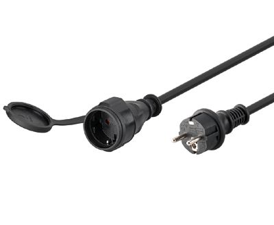 Schuko-förlängningskabel med gummikabel IP44 svart 25m