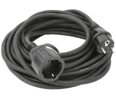 Schuko-förlängningskabel med gummikabel IP44 svart 5m