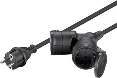 Schuko-förlängningskabel med gummikabel IP44 svart 5m