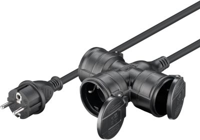 Schuko-förlängningskabel med gummikabel IP44 svart 5m