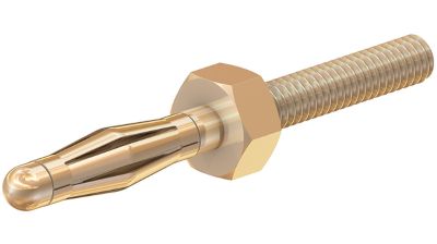 Bananplugg 2 mm förgylld med M2-gänga Bananplugg 2 mm förgylld med M2-gänga