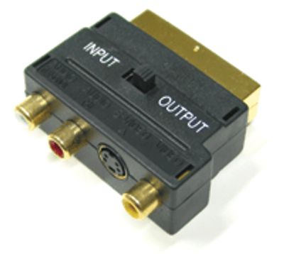 SCART-adapter med strömbrytare, förgylld
