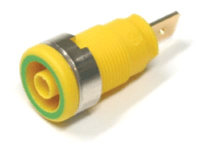 Säkerhetsbanaanhylsa 4mm gulgrön