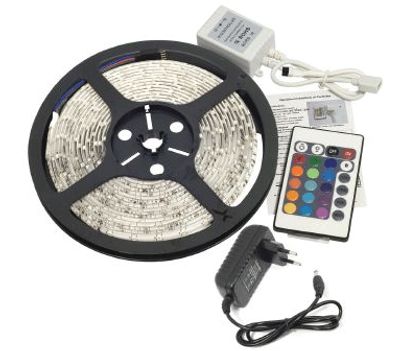 RGB-LED-ljusslinga med IR-fjärrkontroll IP20 12Vdc 5m