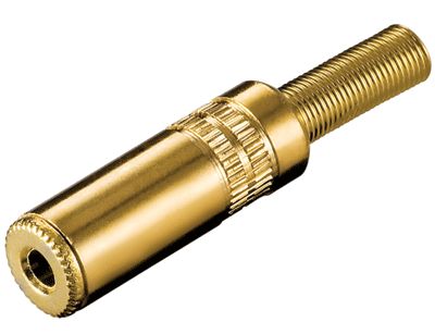 Förlängningsjack 3,5 mm stereo metall/guldförgylld
