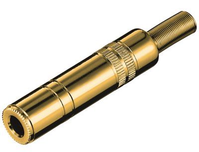 Förlängningsjack 6,3 mm stereo metall/guldförgylld