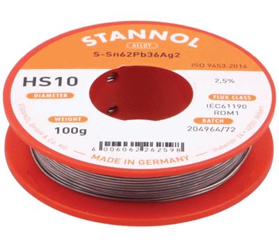 Lodtråd Sn62/Pb36/Ag2 1,0mm 100g (ENDAST FÖR PROFESSIONELL ANVÄNDNING)