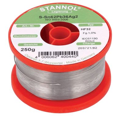 Lötdragningstråd Sn62/Pb36/Ag2 0,7mm 250g (ENDAST FÖR PROFESSIONELL ANVÄNDNING)