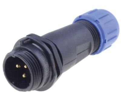 Vattentät förlängningskontakt IP68 3-polig hane