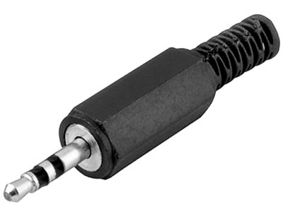 Stereo kontakt 2,5 mm plast svart