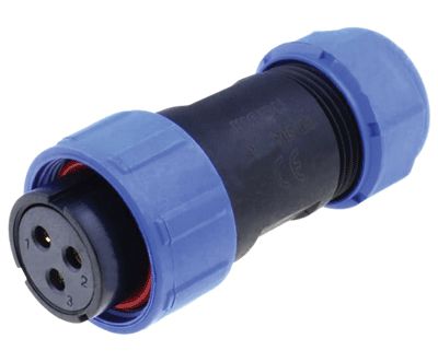 Vattentät kontakt IP68 3-polig hona