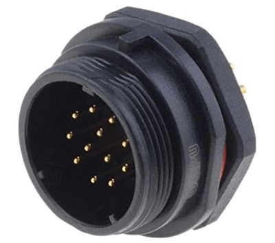 Vattentät chassikontakt IP68 12-polig hane