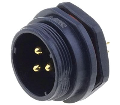 Vattentät chassikontakt IP68 3-polig hane