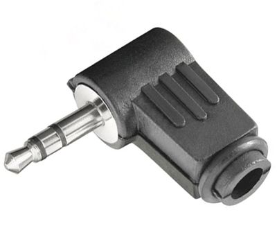 Stereo kontakt 3,5 mm plast/vinkel svart