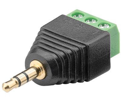 Stereo kontakt 3,5 mm med skruvanslutning, förgylld