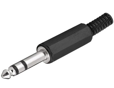 Stereo kontakt 6,3 mm plast svart