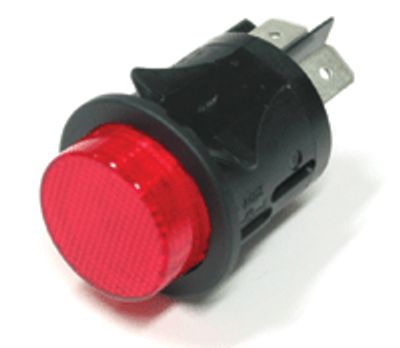 Tryckströmbrytare med kontrollampa, 2xON-OFF, 16A 250Vac, röd