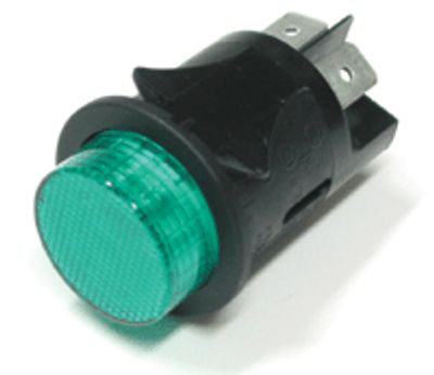 Tryckströmbrytare med kontrollampa, 2xON-OFF, 16A 250Vac, grön *