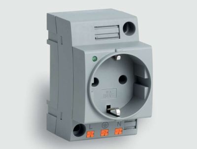 Schuko-uttag för DIN-skena 1-del med LED-indikator