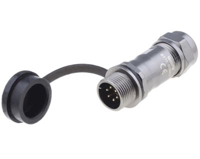 Vattentät förlängningskontakt IP67 6-polig hane