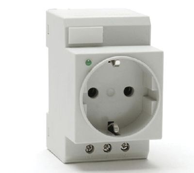 Schuko-uttag för DIN-skena, 1-delad