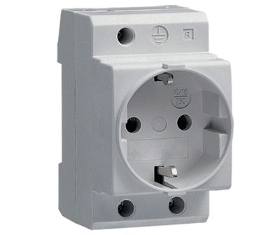 Schuko-uttag för DIN-skena grå