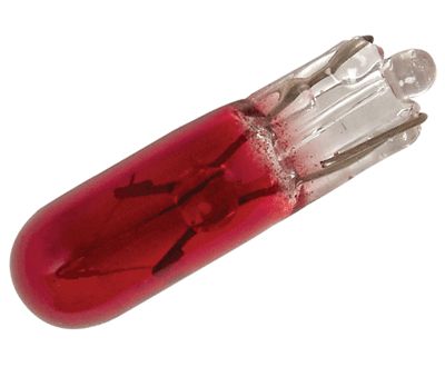 Glödlampa T5 W2x4,6d 12V 1,2W röd